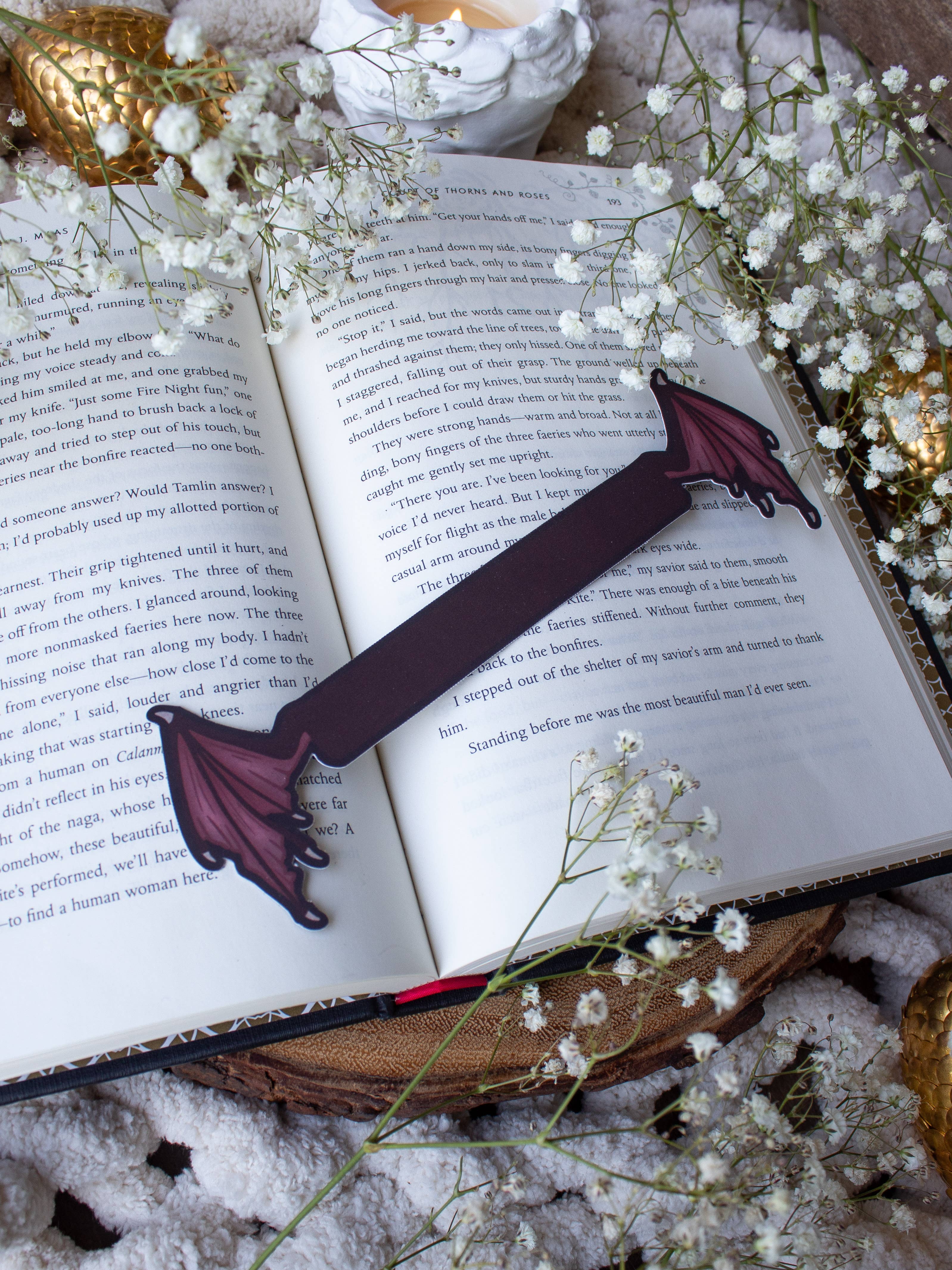 3D Dragon Wings Die-Cut Bookmark: Maroon