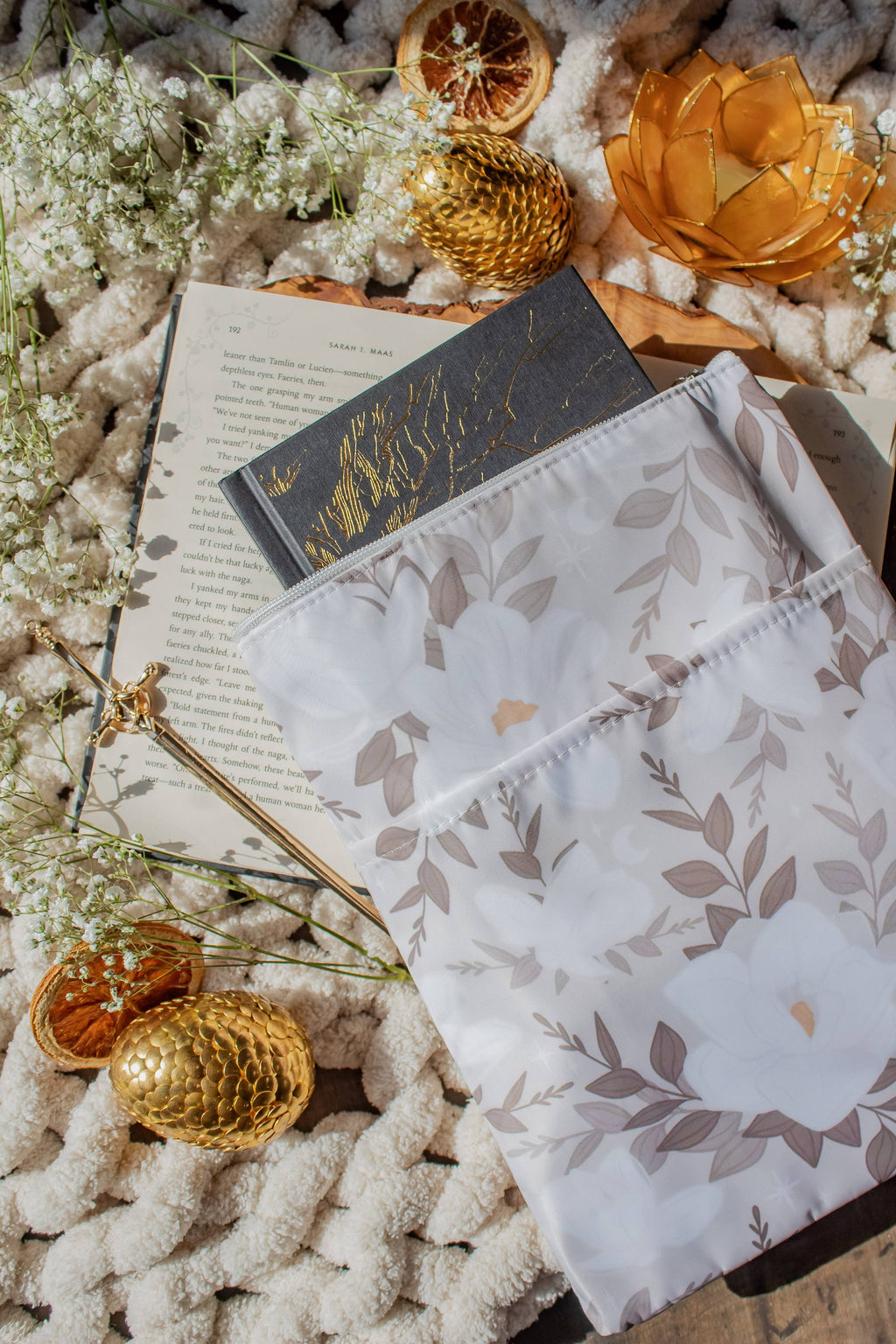 Water-Resistant Book / Tablet Sleeve | Magnolias