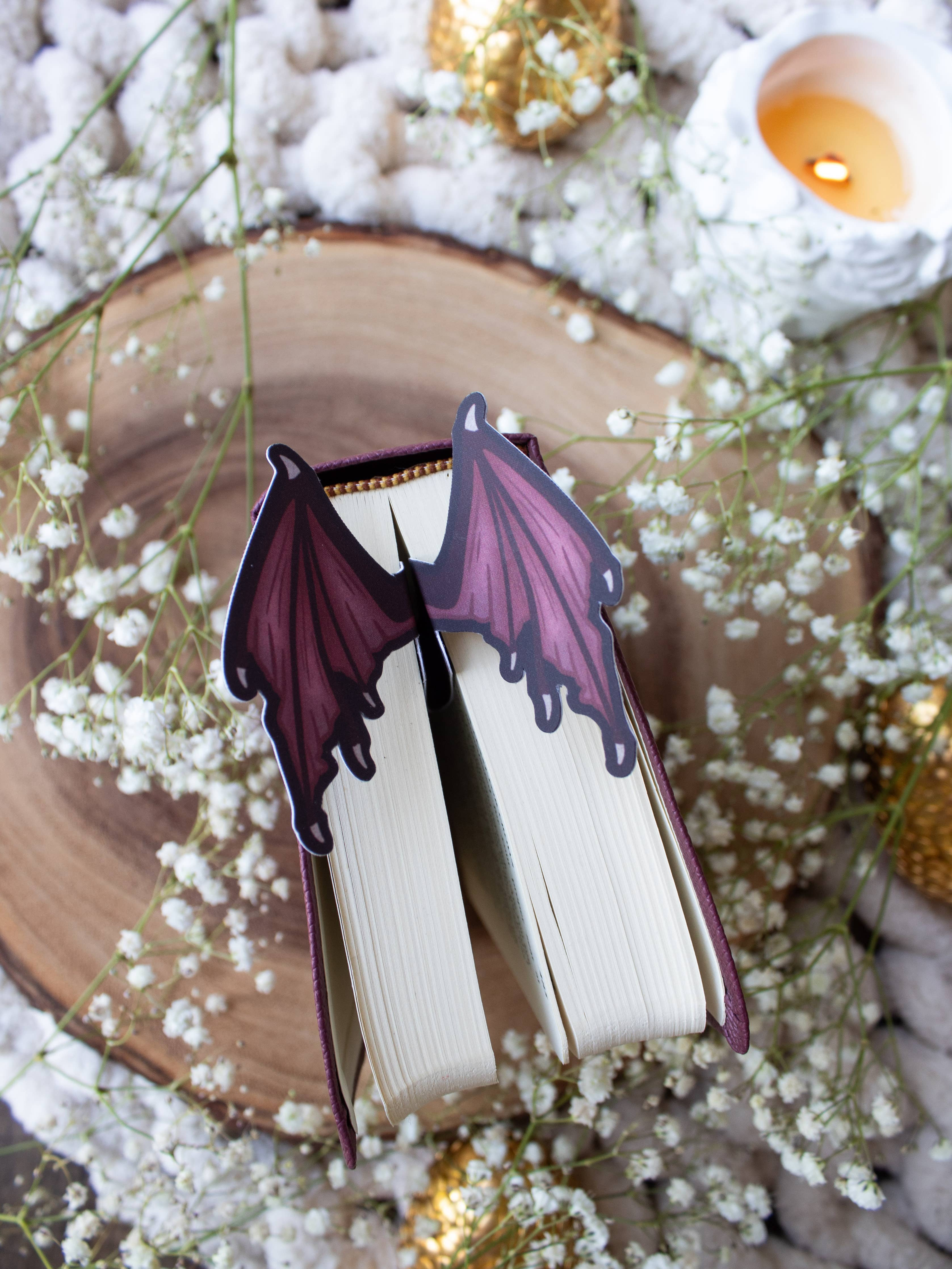 3D Dragon Wings Die-Cut Bookmark: Maroon