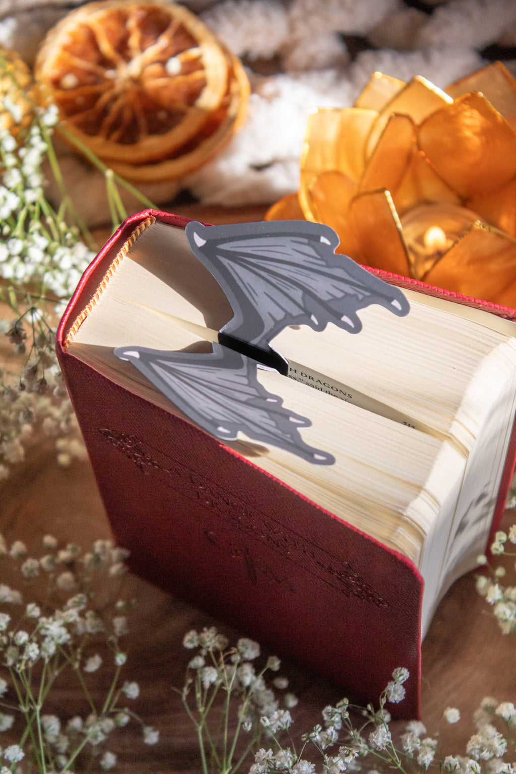 3D Dragon Wings Die-Cut Bookmark: Black