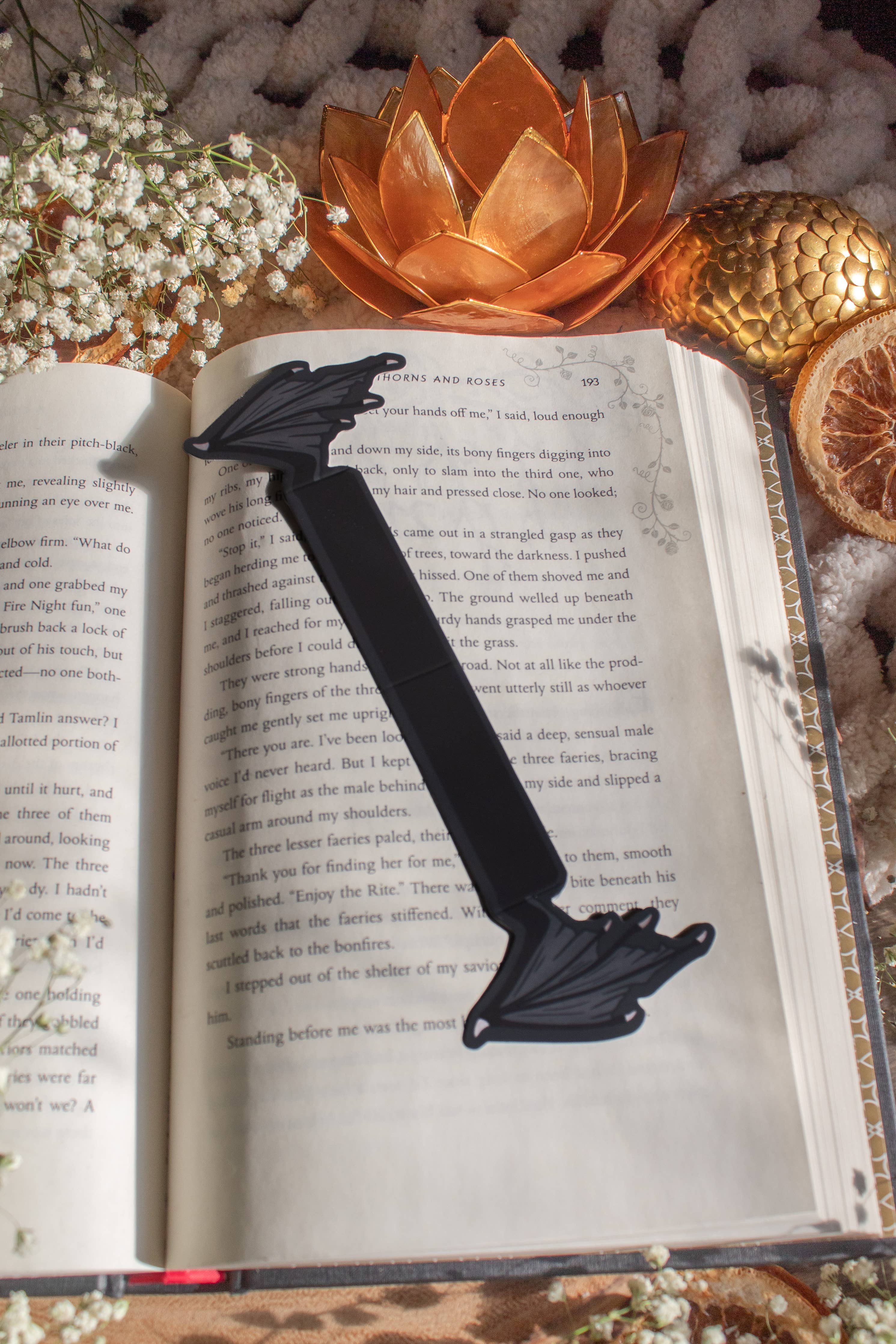 3D Dragon Wings Die-Cut Bookmark: Black