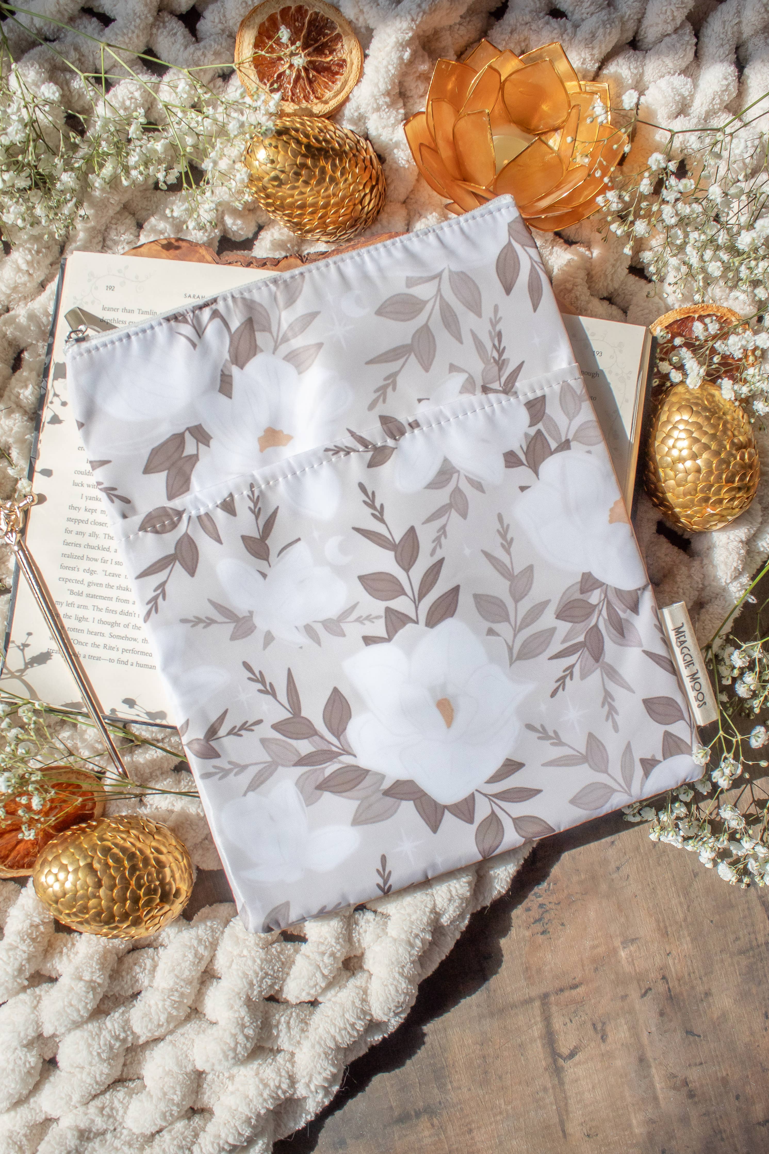 Water-Resistant Book / Tablet Sleeve | Magnolias