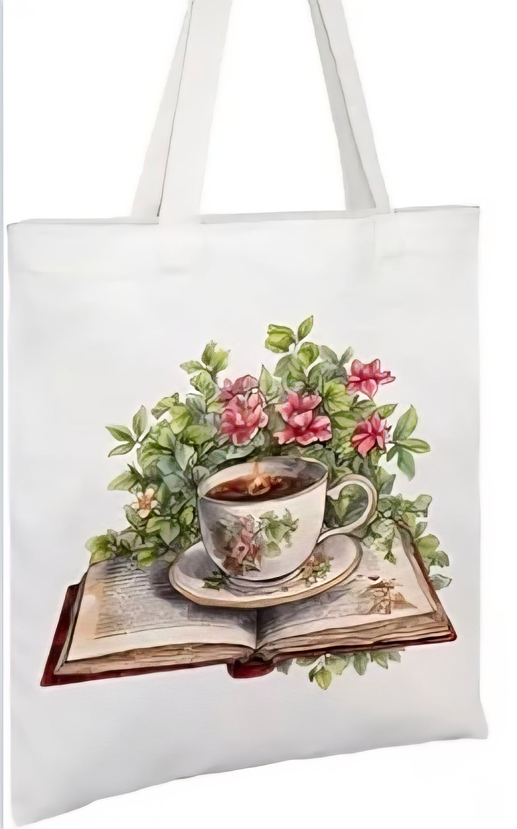 Vintage Book Canvas Tote Bags-Teacup