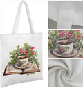 Vintage Book Canvas Tote Bags-Teacup