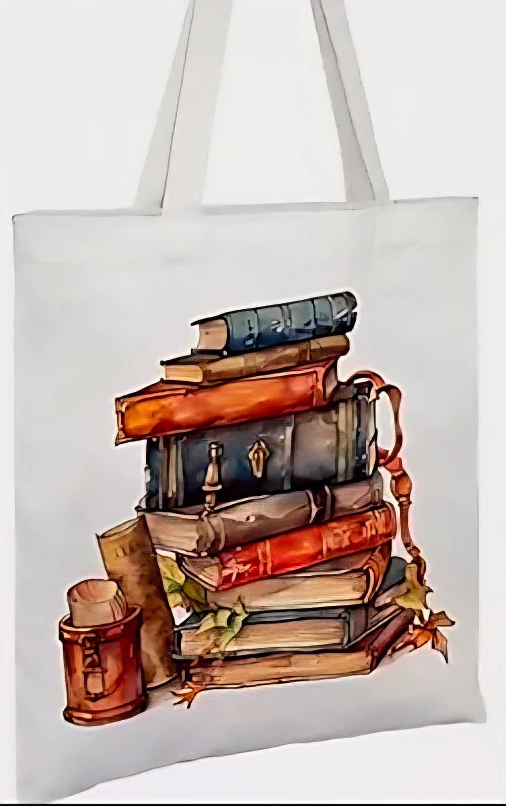 Vintage Book Canvas Tote Bag-Books and scrolls