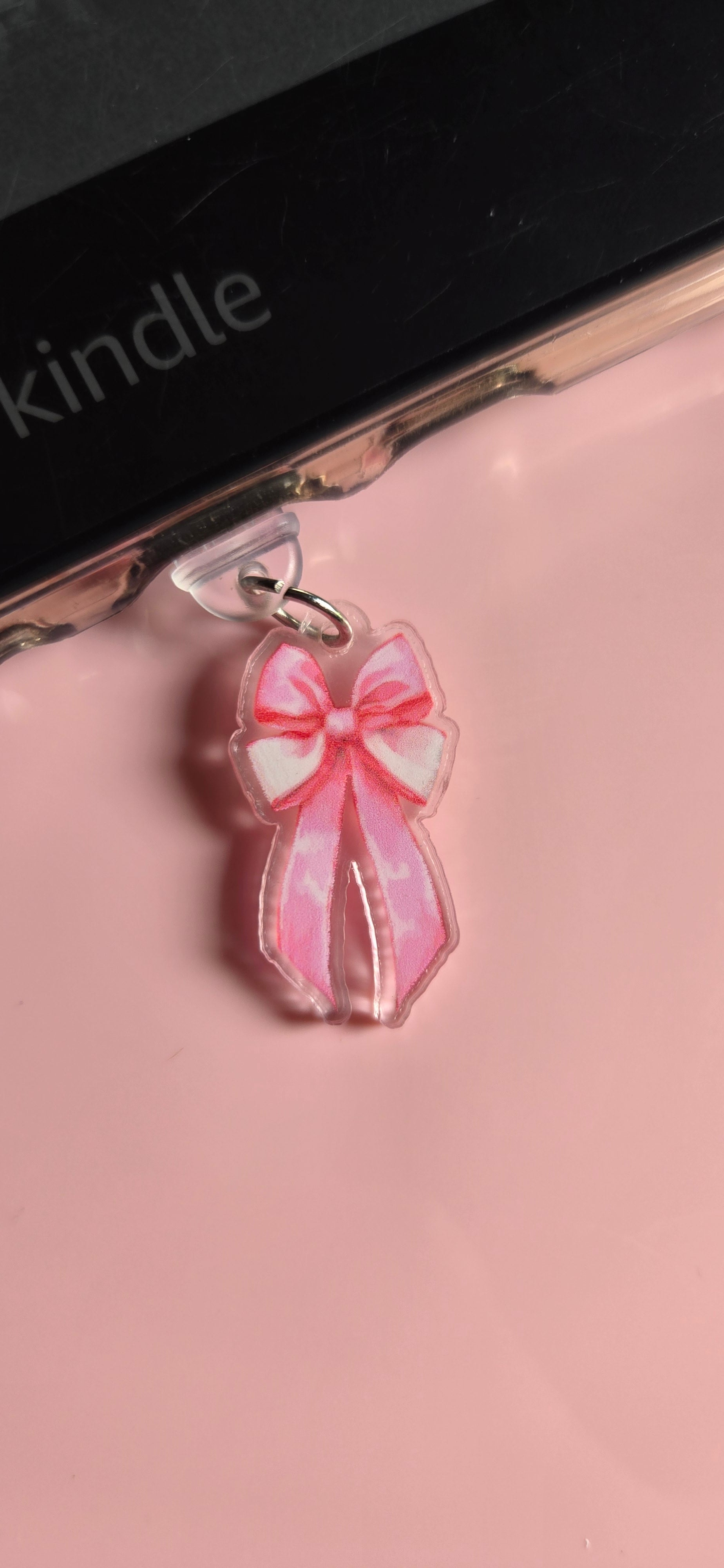 Type C Dust Plug Charm for Kindle - pink bow