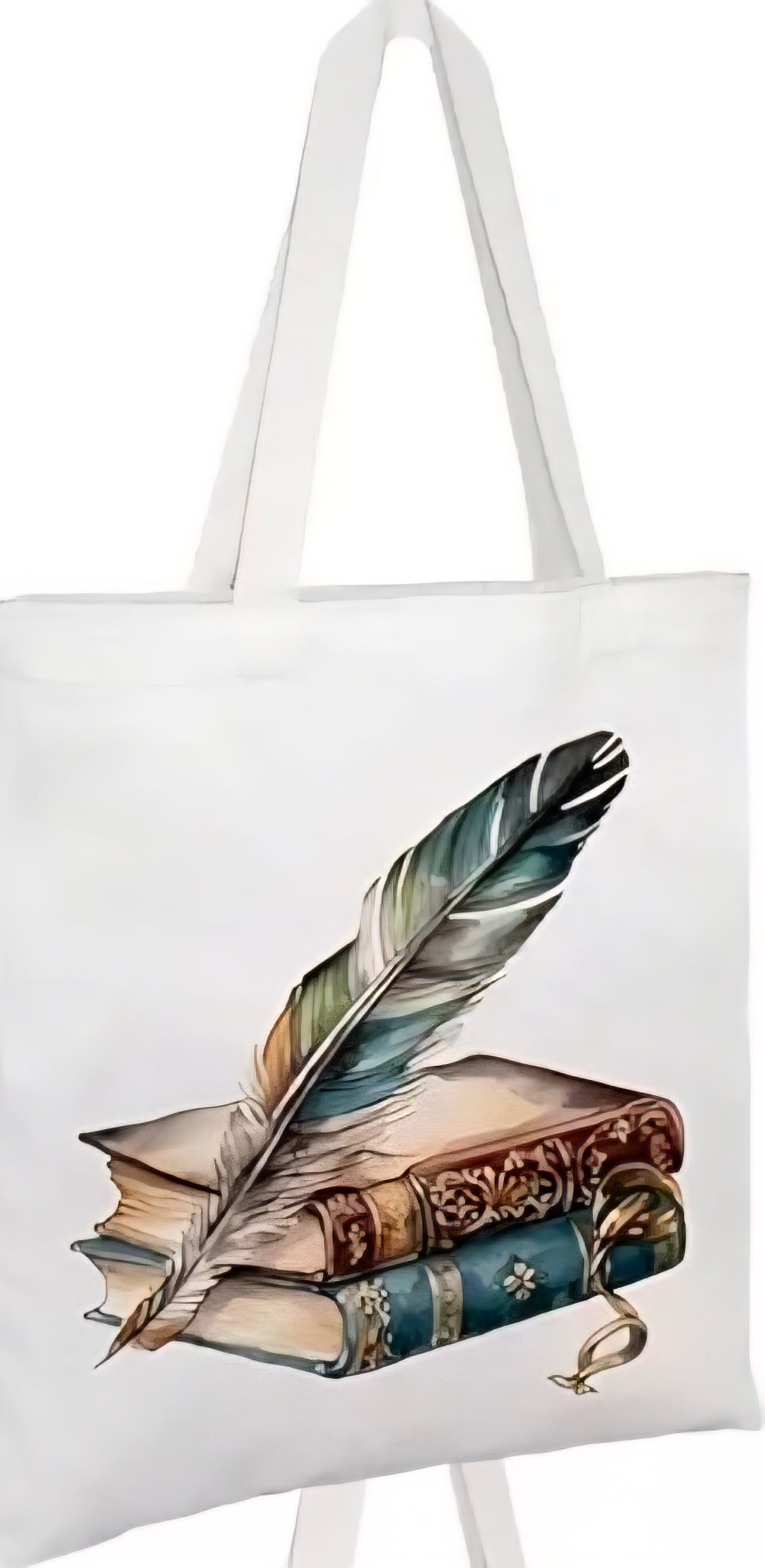 Vintage Book Canvas Tote Bag-Feathers