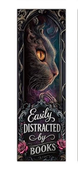 Dark Academia Bookmarks -easily distracted cat